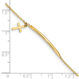 14K Polished Cross Dangle and Bar 5.5 inch Baby/Child Bracelet with 0.5 inch Extender BID108