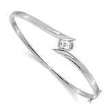 14k White Gold Complete 3/4 carat Emerald-cut VS Diamond Hinged Oval Bangle  Bracelet XB269VS