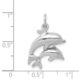 14k White Gold Dolphin Pair Charm WCH107