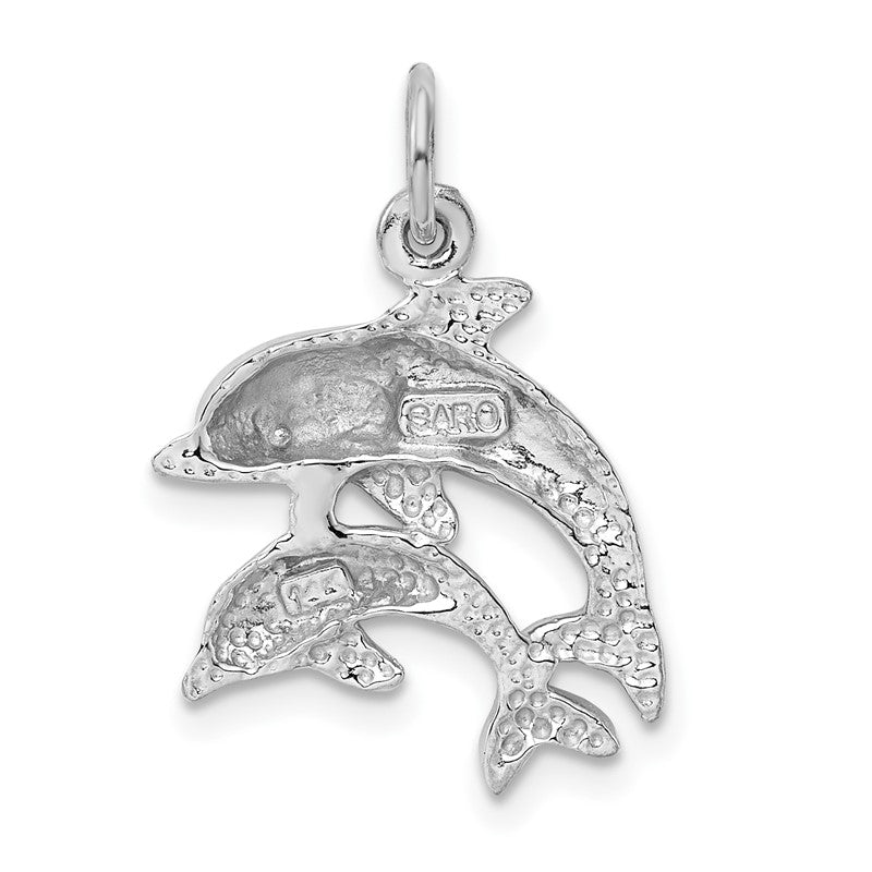 14k White Gold Dolphin Pair Charm WCH107