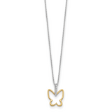 14k Two-tone 1/10 carat Diamond Butterfly 18 inch Necklace PM3799