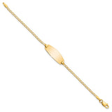 14k Polished Solid Chain/Solid Plate Curb Link Oval 18.5x8.5mm Plate 5.5 inch Baby/Child ID Bracelet LID85