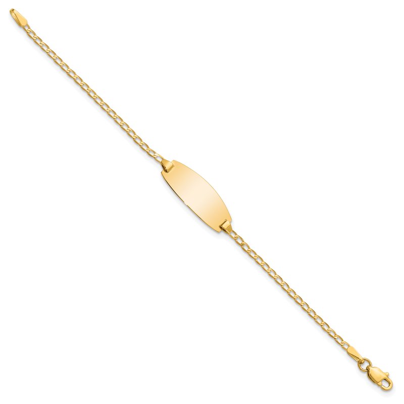 14k Polished Solid Chain/Solid Plate Curb Link Oval 18.5x8.5mm Plate 5.5 inch Baby/Child ID Bracelet LID85