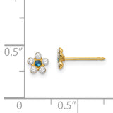 Inverness 14k Clear and Blue Crystal Flower Post Piercing Earrings 217E