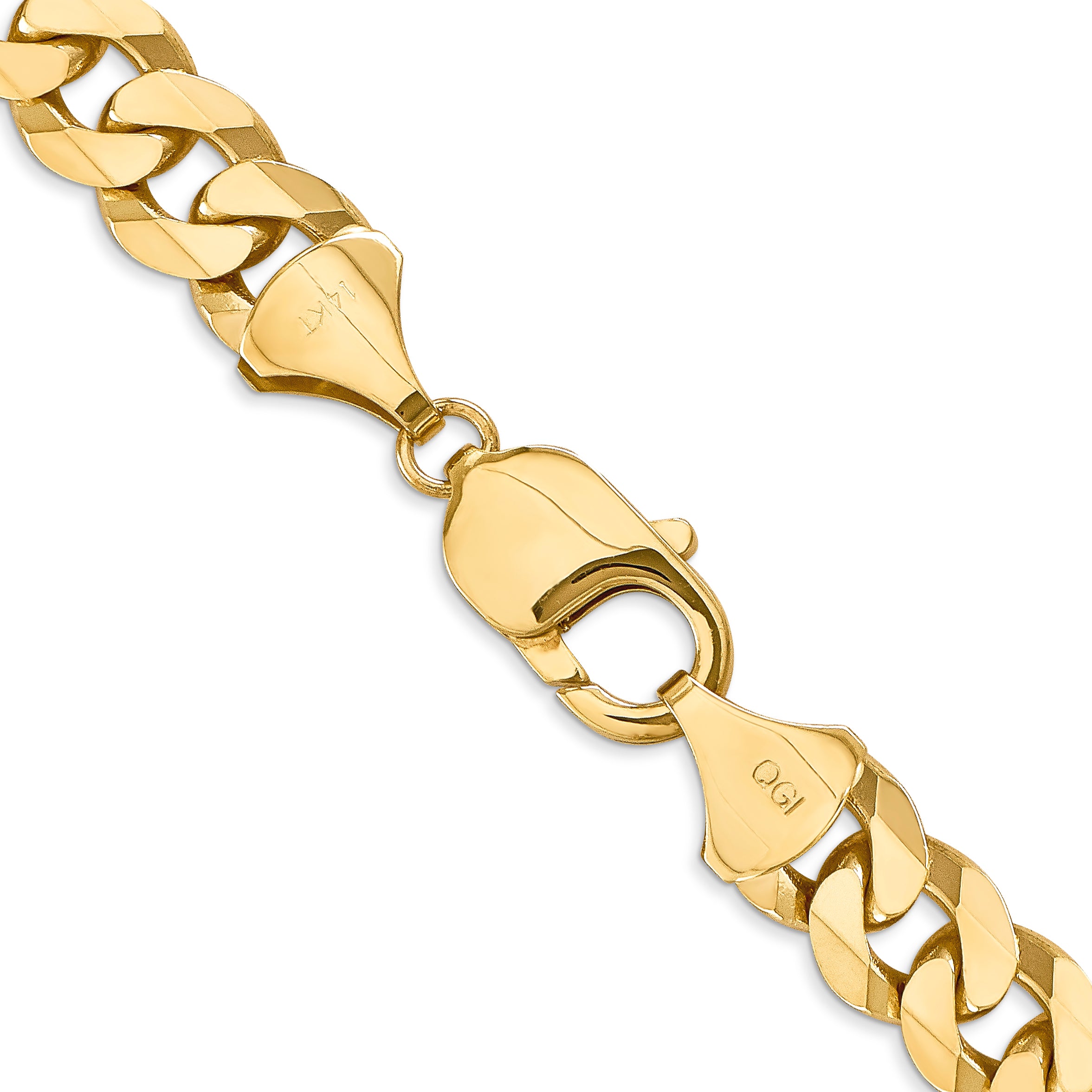 14K 26 inch 9.5mm Flat Beveled Curb with Lobster Clasp Chain FBU250