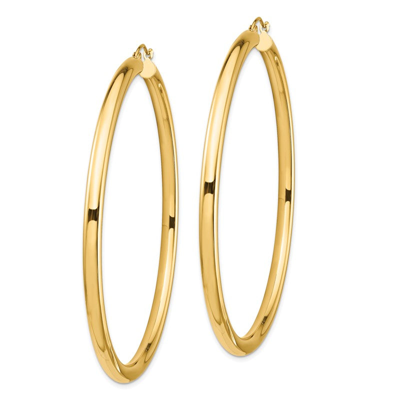14k 4x70mm Polished Lightweight Round Tube Hoop Earrings TF553L