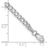 14K White Gold 10 inch 3.35mm Semi-Solid Curb with Lobster Clasp Anklet BC103