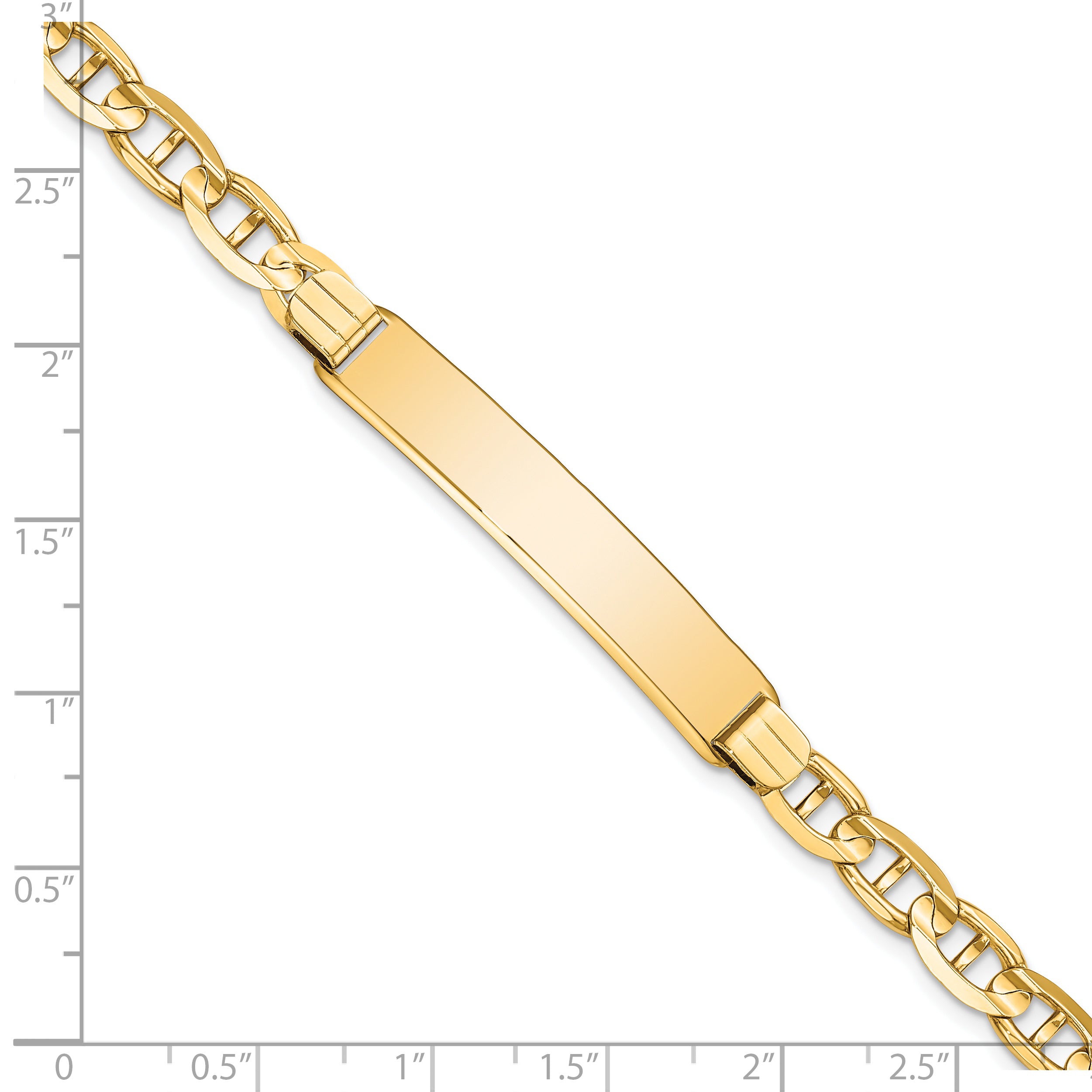 14k Polished Solid Chain/Solid Plate Anchor Link 38x7.8mm Plate 7 inch ID Bracelet LID79