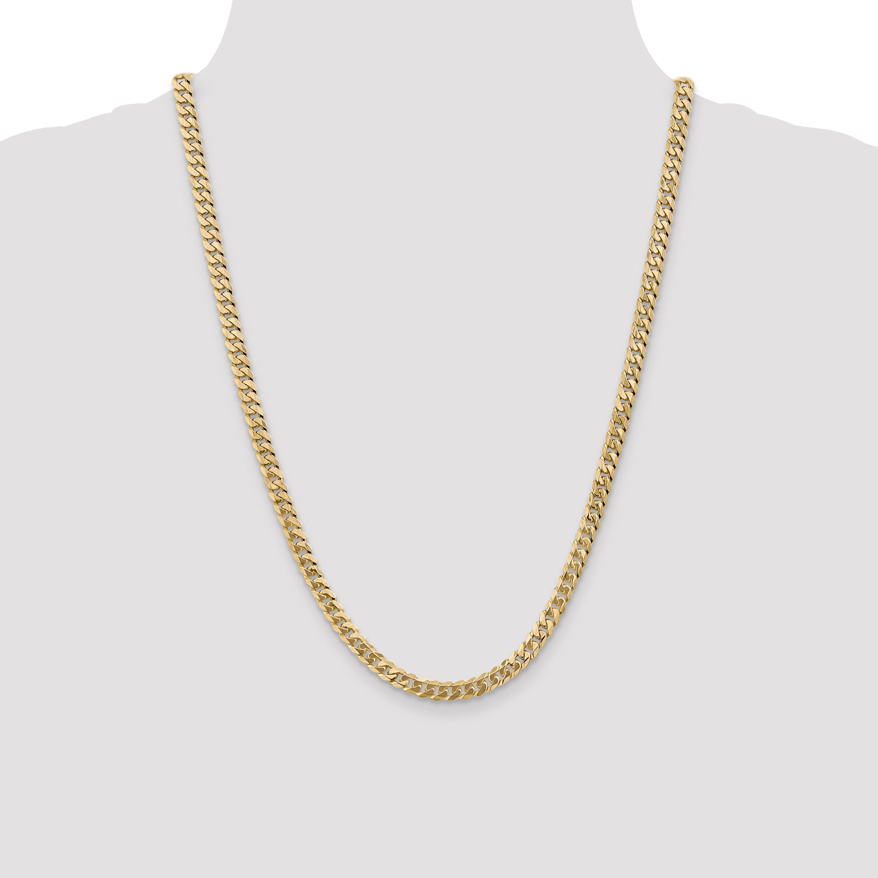 14K 26 inch 5.75mm Flat Beveled Curb with Lobster Clasp Chain FBU140