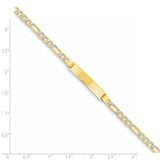 14k Polished with Rhodium Pav� Solid Chain/Solid Plate Figaro Link 25.5x5mm Plate 7 inch ID Bracelet FW100ID