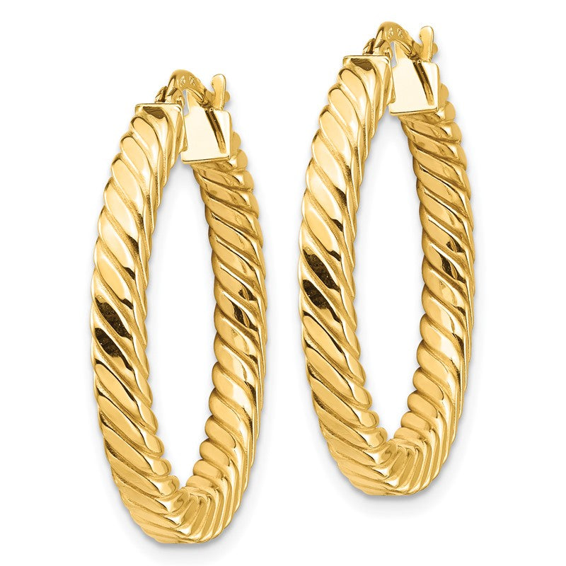 14k Polished & Twisted 3mm Square Tube Hoop Earrings TF1392