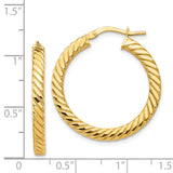 14k Polished & Twisted 3mm Square Tube Hoop Earrings TF1392