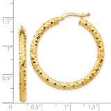 14K 3x32mm Diamond-cut Tube Hoop Earrings TF1703