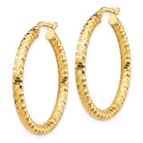 14K 3x32mm Diamond-cut Tube Hoop Earrings TF1703
