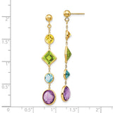 14K Citrine/Peridot/Blue Topaz/Amethyst Dangle Post Earrings YE1383