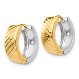 14k Two-tone Textured Hoop Earrings TL556