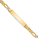 14k Polished Semi-Solid Chain/Solid Plate Figaro Link 39x8mm Plate 7 inch ID Bracelet DCID141