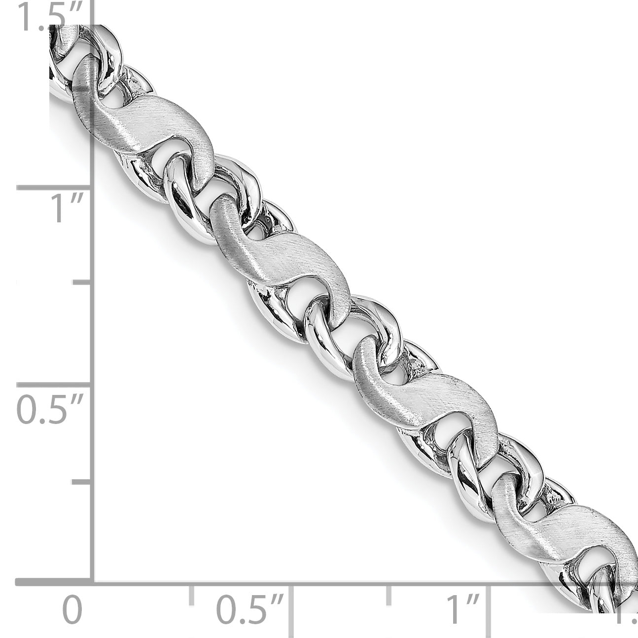 14K White Gold 18 inch 5.4mm Hand Polished and Satin Fancy S-Link with Fancy Lobster Clasp Chain WLK400