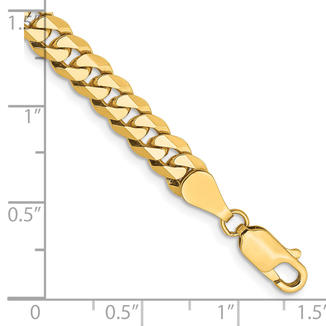 14K 26 inch 5.75mm Flat Beveled Curb with Lobster Clasp Chain FBU140
