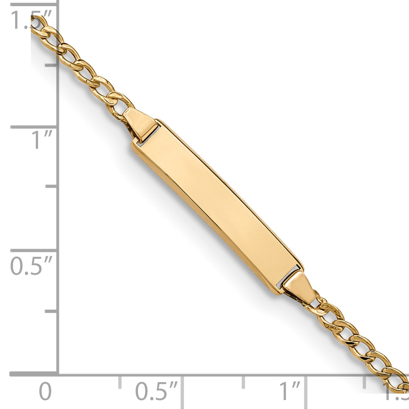 14k Polished Semi-Solid Chain/Solid Plate Cuban Link 20x4.5mm Plate 5.5 inch Baby/Child ID Bracelet DCID132