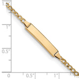 14k Polished Semi-Solid Chain/Solid Plate Cuban Link 20x4.5mm Plate 5.5 inch Baby/Child ID Bracelet DCID132