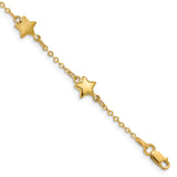 14K Brushed and Polished Puffed Stars 5-Station 7 inch Bracelet FB1546