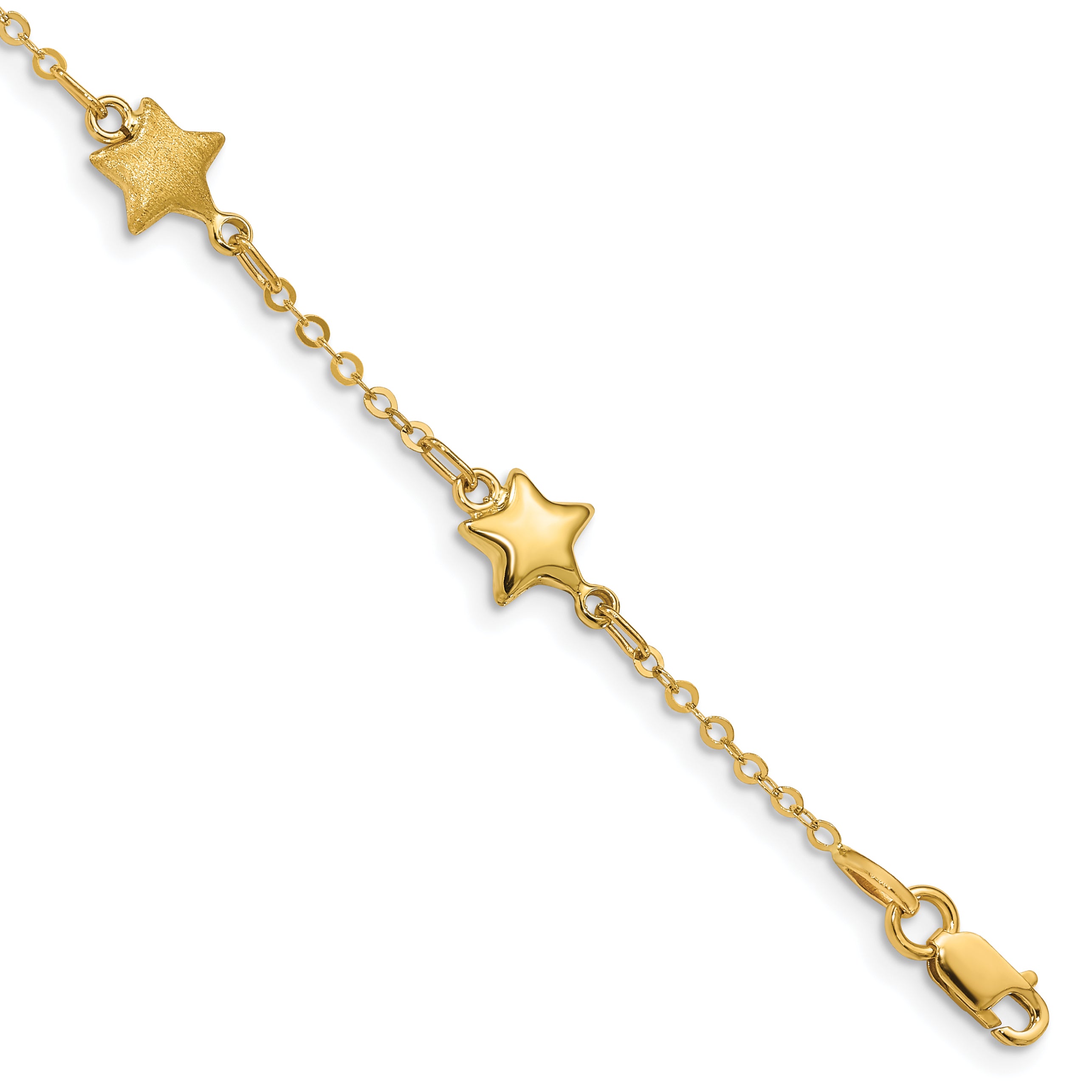 14K Brushed and Polished Puffed Stars 5-Station 7 inch Bracelet FB1546