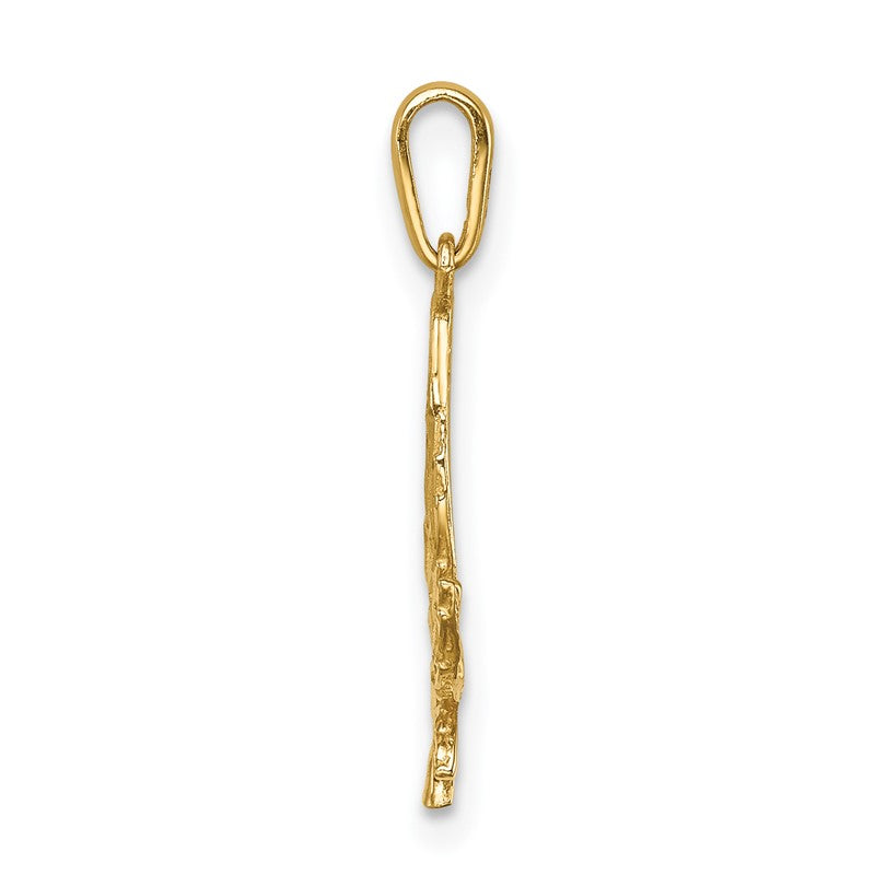 14K Diamond-Cut Leaf Pendant C4645