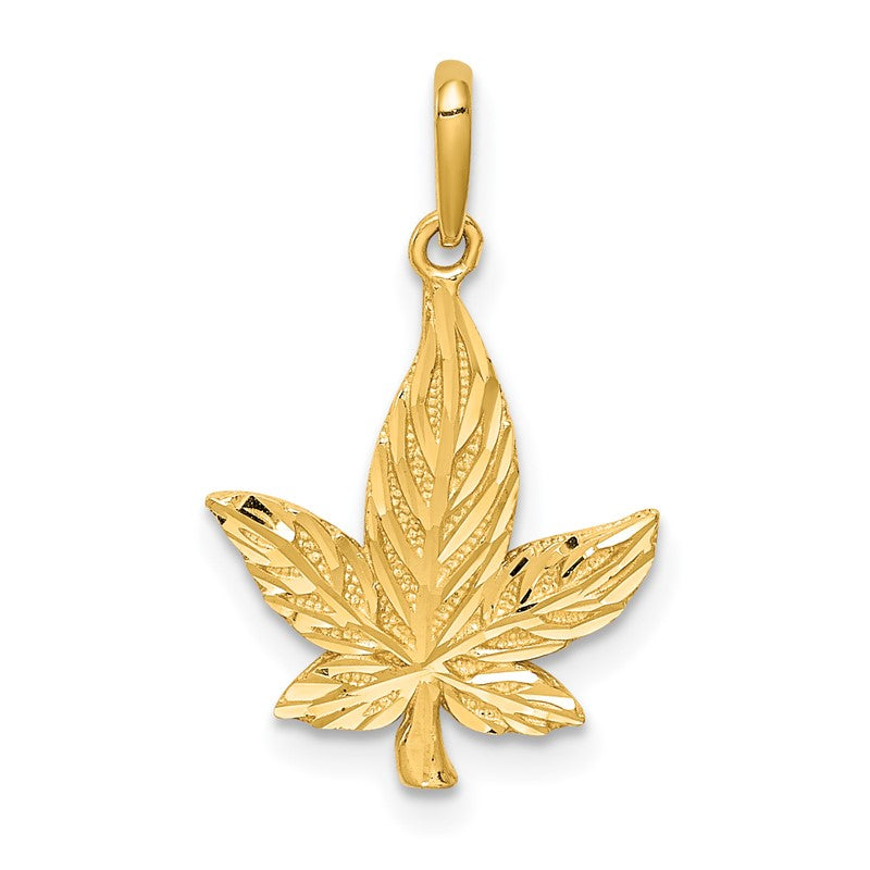 14K Diamond-Cut Leaf Pendant C4645