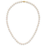 14k 7-8mm White Round Akoya Saltwater Cultured Pearl 16 inch Necklace PL70AA