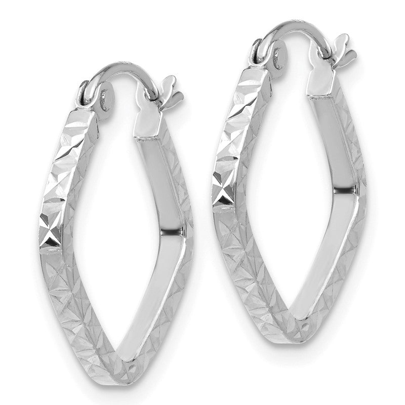 14K White Gold Diamond Cut Squared Hoop Earrings TL651