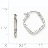14K White Gold Diamond Cut Squared Hoop Earrings TL651