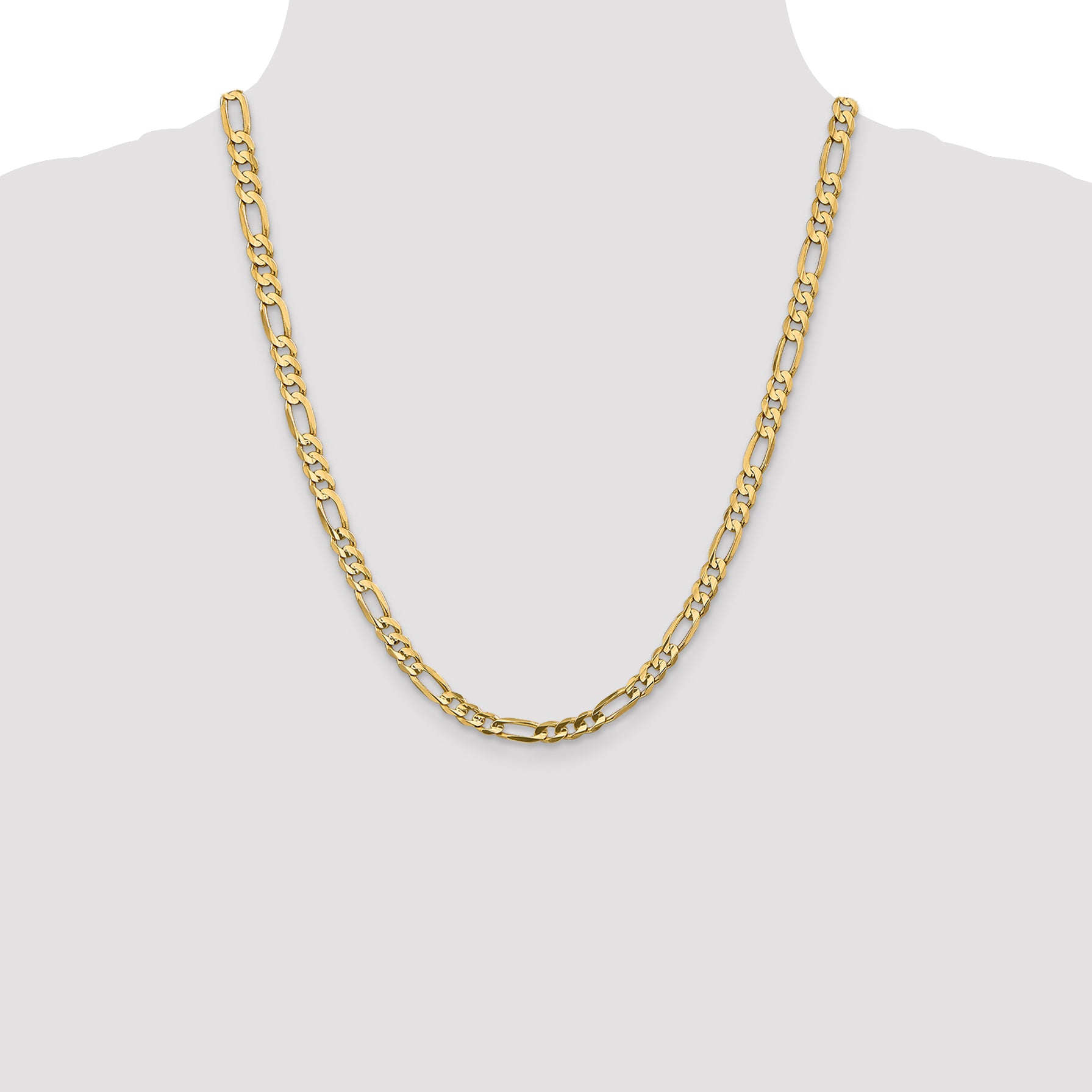 14K 26 inch 5.5mm Concave Open Figaro with Lobster Clasp Chain LFG140