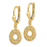 14k Filigree Circle Dangle Leverback Earrings TH567