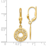 14k Filigree Circle Dangle Leverback Earrings TH567