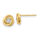 14k 6.5mm Polished CZ Love Knot Post Earrings YE1816