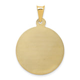 14K Polished Diamond-cut Large Solid Sagrado Corazon de Jesus Round Pendant K5597