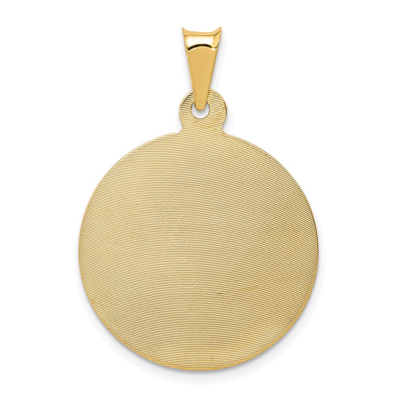 14K Polished Diamond-cut Large Solid Sagrado Corazon de Jesus Round Pendant K5597
