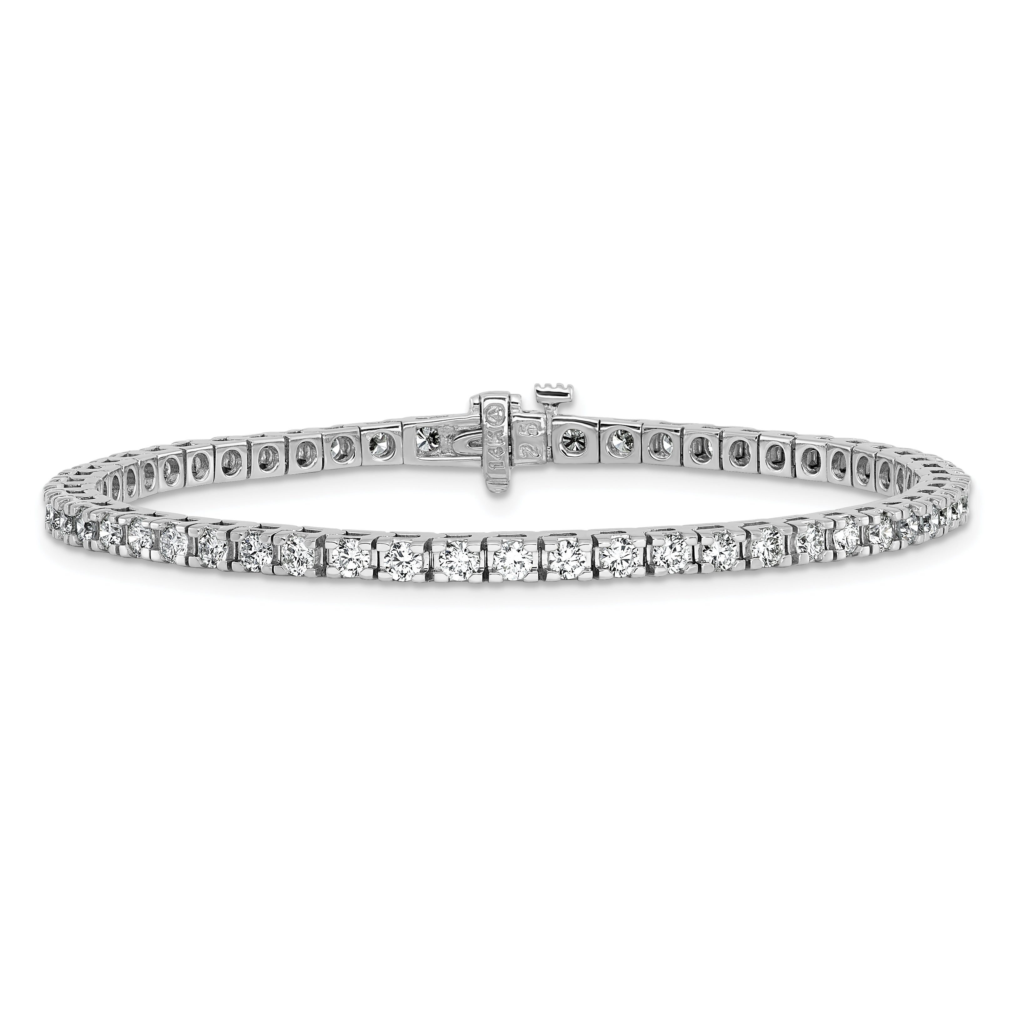14k White Gold Complete 2.86 carat Round VS Diamond 4-prong 7 inch Tennis Bracelet X732WVS