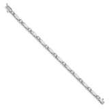 14k White Gold Complete 1.87 carat Round A Diamond Curved Bar Link 7 inch Tennis Bracelet X2362WA