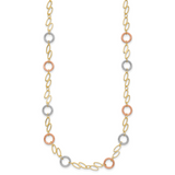 14k Tri-color Polished and Textured Round Circles and Ovals 18 inch Necklace SF1840