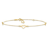 14K Fancy Open Hearts 3-Station 9 inch Plus 1 inch Extender - Total 10 inch Anklet ANK157
