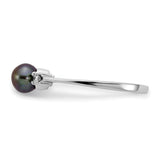 14k White Gold 5mm Black Freshwater Cultured Pearl and 1/15 carat A Diamond Ring X9742BP/A