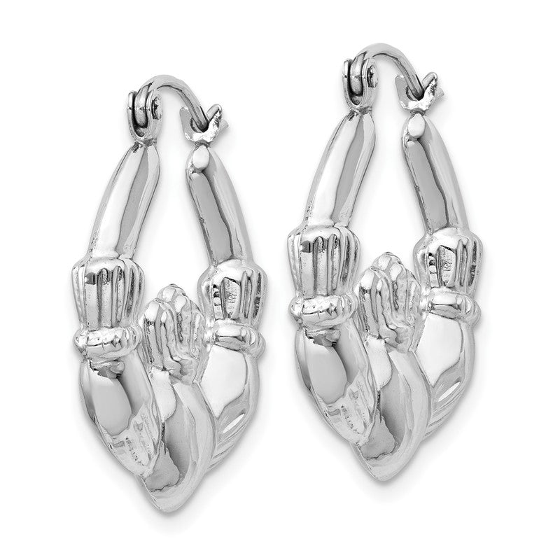 14k White Gold Claddagh Hoop Earrings TC500
