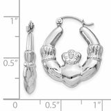 14k White Gold Claddagh Hoop Earrings TC500