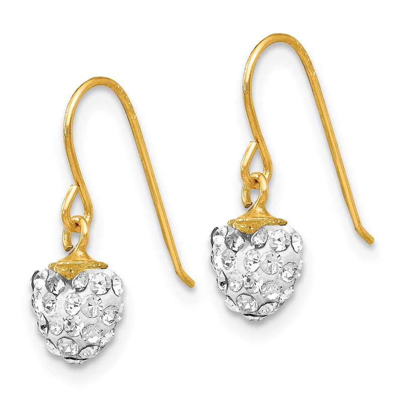 14k Crystal Heart Dangle French Hook Earrings YE1555
