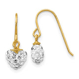 14k Crystal Heart Dangle French Hook Earrings YE1555