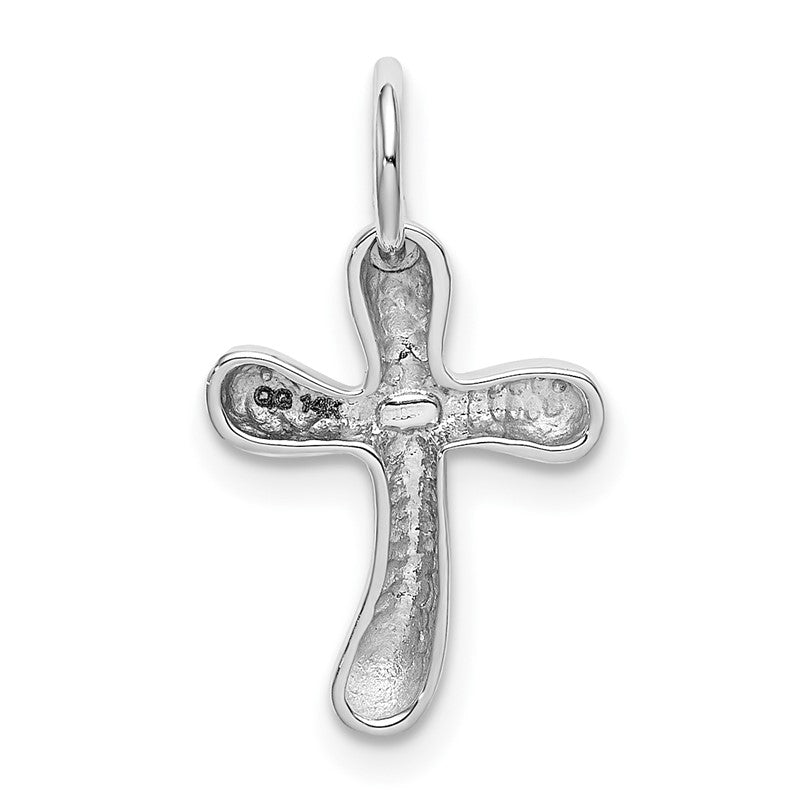14k White Gold Small Freeform Cross Pendant K366