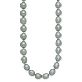 14k White Gold 8-9mm Grey Rice Freshwater Cultured Pearl 16 inch Necklace XF415