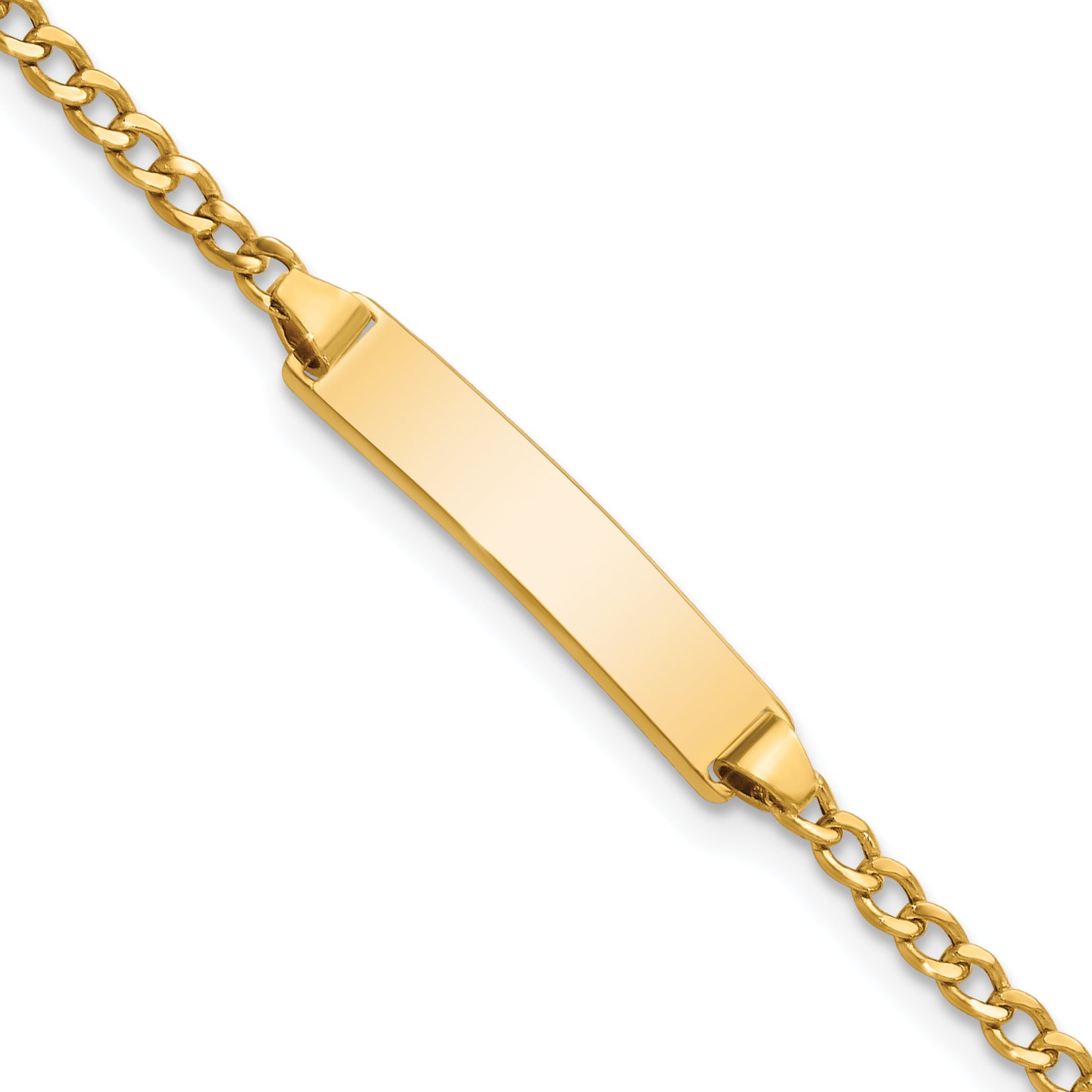 14k Polished Semi-Solid Chain/Solid Plate Cuban Link 20x4.5mm Plate 5.5 inch Baby/Child ID Bracelet DCID132